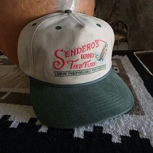 Sendero Provisions Co Hand Tied Flies Beige Snapback Adjustable Hat NEW